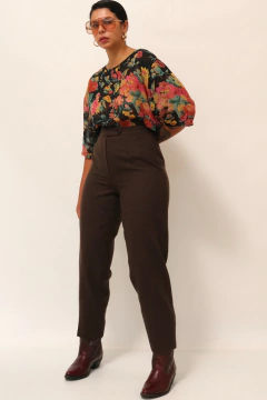 Calça xadrez cintura alta alfaiate 97