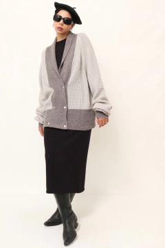Cardigan cinza amplo 80´s vintage - Capichó Brechó