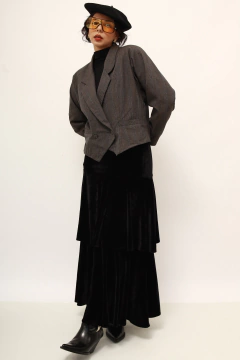 Blazer CEA vintage xadrez 100% lã cropped