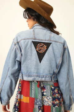 Jaqueta cropped jeans recorte - comprar online