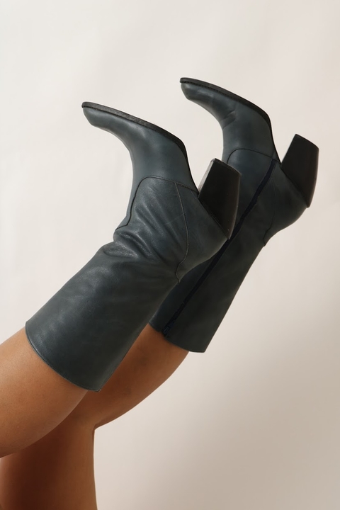 bota couro western verde 37