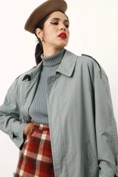 trench coat verde mint forrado longo - loja online