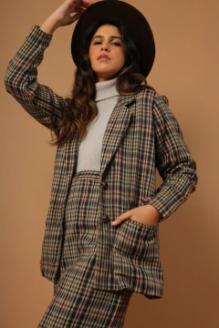 cojunto xadrez saia + blazer vintage