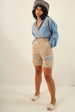 Bermuda bege cintuta alta det jeans - comprar online