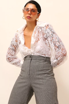 Camisa renda branca manga longa - comprar online