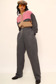 Calça cinza alfaiataria cintura alta PIERRE CARDIN