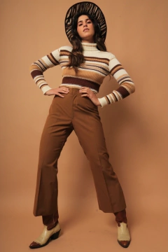 Calça flare caramelo 70’s hollywood - loja online