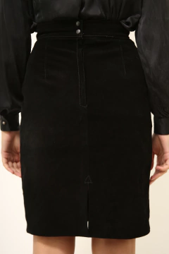 Saia 100% couro camurça preta vintage - comprar online