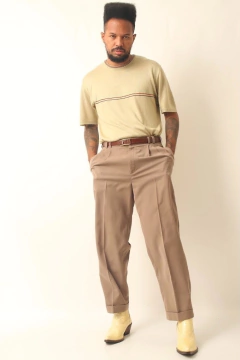 calça alfaiataria oliva cintura alta vintage - Capichó Brechó