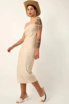 Vestido renda champanhe forrado vintage na internet