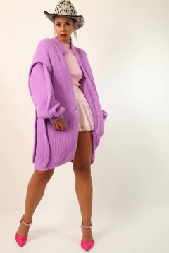 Cardigan manga mega bufante lilas na internet