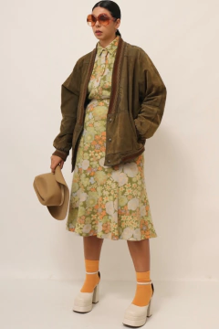 Jaqueta aveludada verde bomber italiana vintage - comprar online