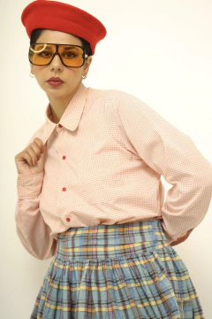 Camisa rosa manga longa vintage