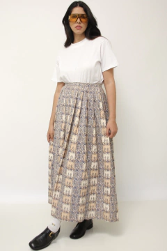 Saia estampada vintage midi moletom flores na internet