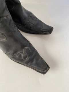 Bota couro western preta vintage 34 - loja online