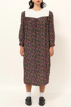 Vestido flores liberty com gola algodão garimpado Barcelona - comprar online