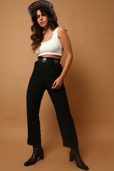 calça viscose preta cintura mega alta