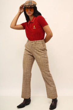 Calça marrom 70´s xadrez vintage - loja online