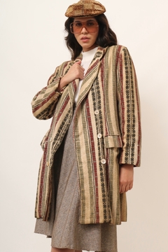 Casacão estampado 70´s forrado vintage - Capichó Brechó