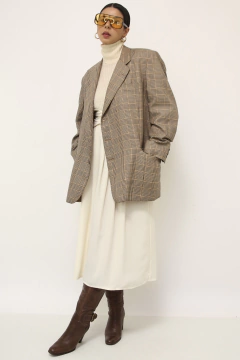 Blazer xadrez bege vintage over - comprar online