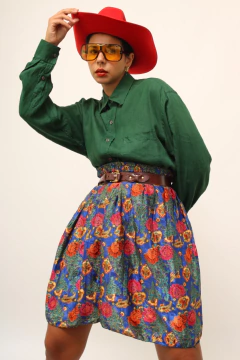 Camisa 100 % limho manga longa verde - comprar online
