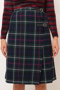 saia lã xadrez verde classica vintage - loja online