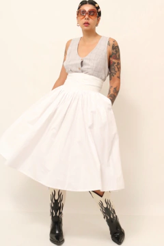 saia estruturada branca vintage cintura alta - comprar online