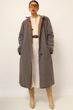 Treanch coat dupla face bege e xadrez vintage - loja online