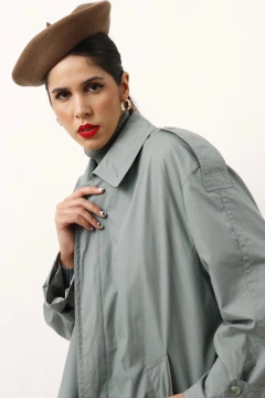 trench coat verde mint forrado longo