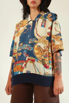 Imagem do Blusa algodão estampa cavalo punho
