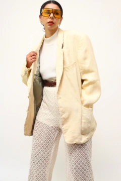 Blazer linho bege forrado vintage na internet