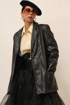 Blazer 100 % couro preto vintage 70´s - comprar online
