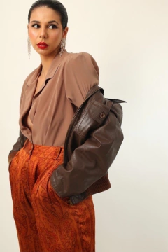 Jaqueta couro bomber forrada marrom - comprar online