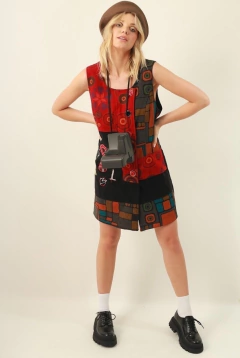 Vestido feltro estampado Twiggy 70’s - comprar online