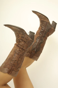 Bota couro marrom western 39 na internet