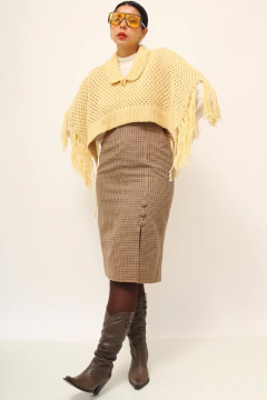 Poncho off white franjas vintage - loja online