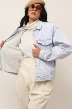 jaqueta jeans pelego pelucia vintage - Capichó Brechó