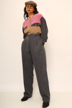 Calça cinza alfaiataria cintura alta PIERRE CARDIN na internet