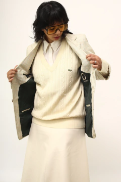 Blazer xadrez bege verde vintage