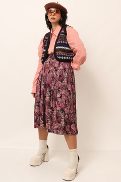 Colete cropped preto flores roxa - loja online