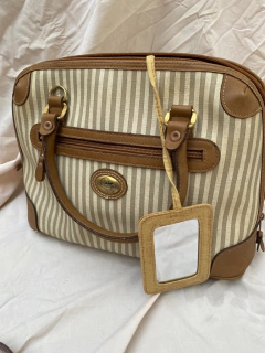 bolsa listras caramelo com off alça removível