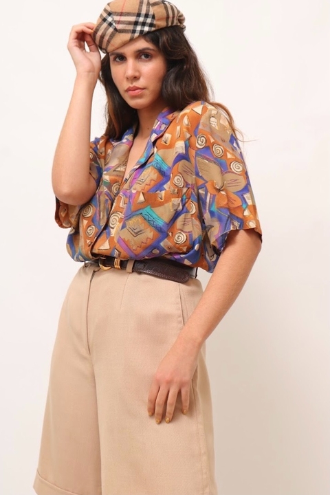 camisa color 80’s laranja recorte