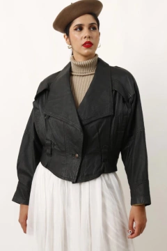 jaqueta cropped preta 80’s preto - comprar online