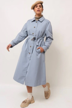 Trenc Coat azul bebe forrado c/cinto vintage - comprar online