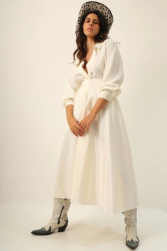 Saia midi cintura alta acetinada vintage - comprar online