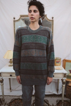 Pulôver vintage ombreira pala manga barra - comprar online