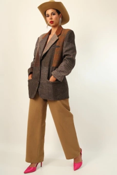 Blazer xadrez recorte camurça color - comprar online