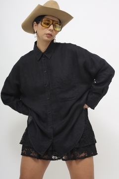 Camisa linho ZARA preta na internet