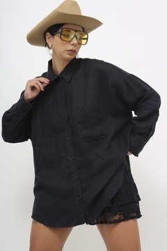 Camisa linho ZARA preta