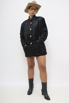 Blazer veludo preto vintage classico - comprar online